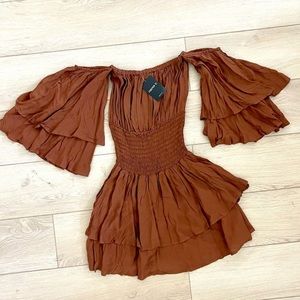 Forever 21 Chestnut Color Woven Off The Shoulder Dress Size 3x New With Tags
